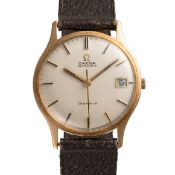 A GENTLEMAN'S SIZE 9CT SOLID GOLD OMEGA GENEVE AUTOMATIC DATE WRIST WATCH CIRCA 1971 Movement: