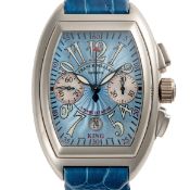 A RARE GENTLEMAN'S SIZE PLATINUM FRANCK MULLER KING CONQUISTADOR CHRONOGRAPH WRIST WATCH CIRCA 2010,