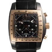 A GENTLEMAN'S SIZE 18K SOLID GOLD & DLC COATED CHOPARD TWO O TEN CHRONOGRAPH WRIST WATCH DATED 2005,