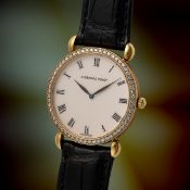 A FINE 18K SOLID GOLD & DIAMOND AUDEMARS PIGUET WRIST WATCH CIRCA 1990s, WITH PORCELAIN DIAL