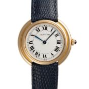 A GENTLEMAN'S LARGE SIZE 18K SOLID GOLD CARTIER PARIS VENDOME WRIST WATCH CIRCA 1980, REF. 78090