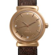 A GENTLEMAN'S SIZE 18K SOLID ROSE GOLD OMEGA CONSTELLATION WRIST WATCH CIRCA 1956, REF. 2930 WITH