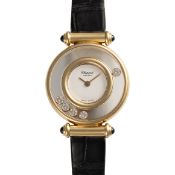 A LADY'S 18K SOLID GOLD CHOPARD HAPPY DIAMONDS WRIST WATCH CIRCA 1990s, REF. 4112 WITH CHOPARD BOX &