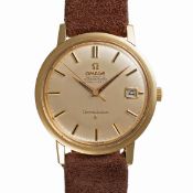 A GENTLEMAN'S SIZE 18K SOLID GOLD OMEGA CONSTELLATION CHRONOMETER DATE WRIST WATCH CIRCA 1968,