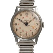 A RARE GENTLEMAN'S SIZE STAINLESS STEEL LONGINES BRITISH MILITARY C.O.S.D. BRACELET WATCH CIRCA