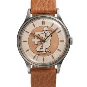 A RARE GENTLEMAN'S LARGE SIZE STAINLESS STEEL JAEGER LECOULTRE WRIST WATCH CIRCA 1954, MADE FOR