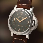 A RARE GENTLEMAN'S SIZE STAINLESS STEEL LUMINOR MARINA 8 DAYS WRIST WATCH DATED 2020, REF.