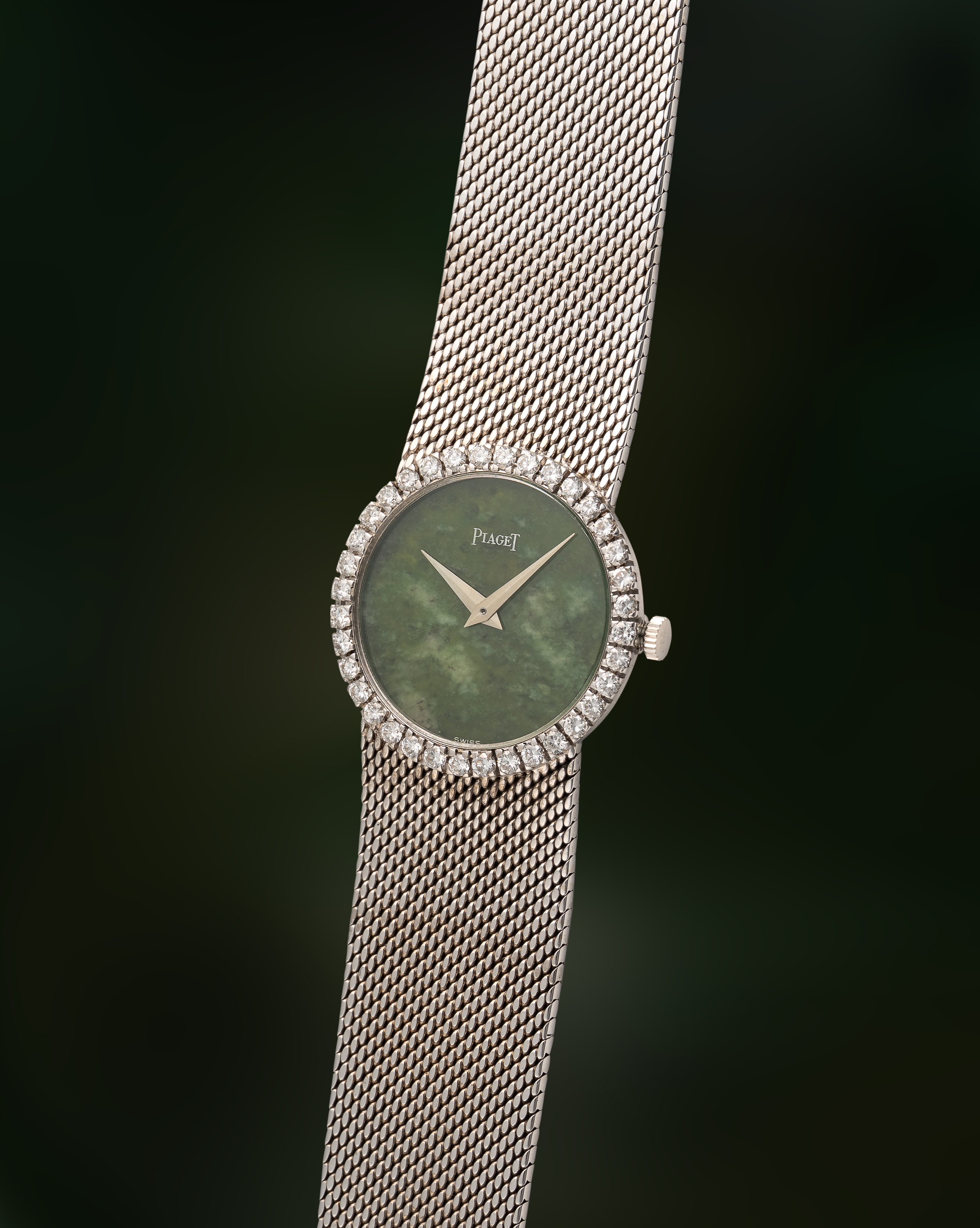 A LADY'S FINE 18K SOLID WHITE GOLD & DIAMOND PIAGET BRACELET WATCH CIRCA 1970s, REF. 9706 WITH - Image 3 of 10