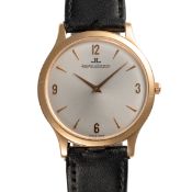A GENTLEMAN'S SIZE 18K SOLID ROSE GOLD JAEGER LECOULTRE MASTER CONTROL ULTRA SLIM WRIST WATCH