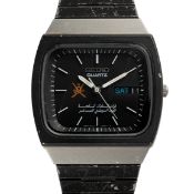 A GENTLEMAN'S SIZE POWDER COATED STAINLESS STEEL SEIKO OMANI MILITARY WRIST WATCH CIRCA 1980s,