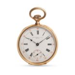 A SMALL SIZED 18K SOLID GOLD PATEK PHILIPPE & CO POCKET / FOB WATCH CIRCA 1900, WHITE ENAMEL DIAL
