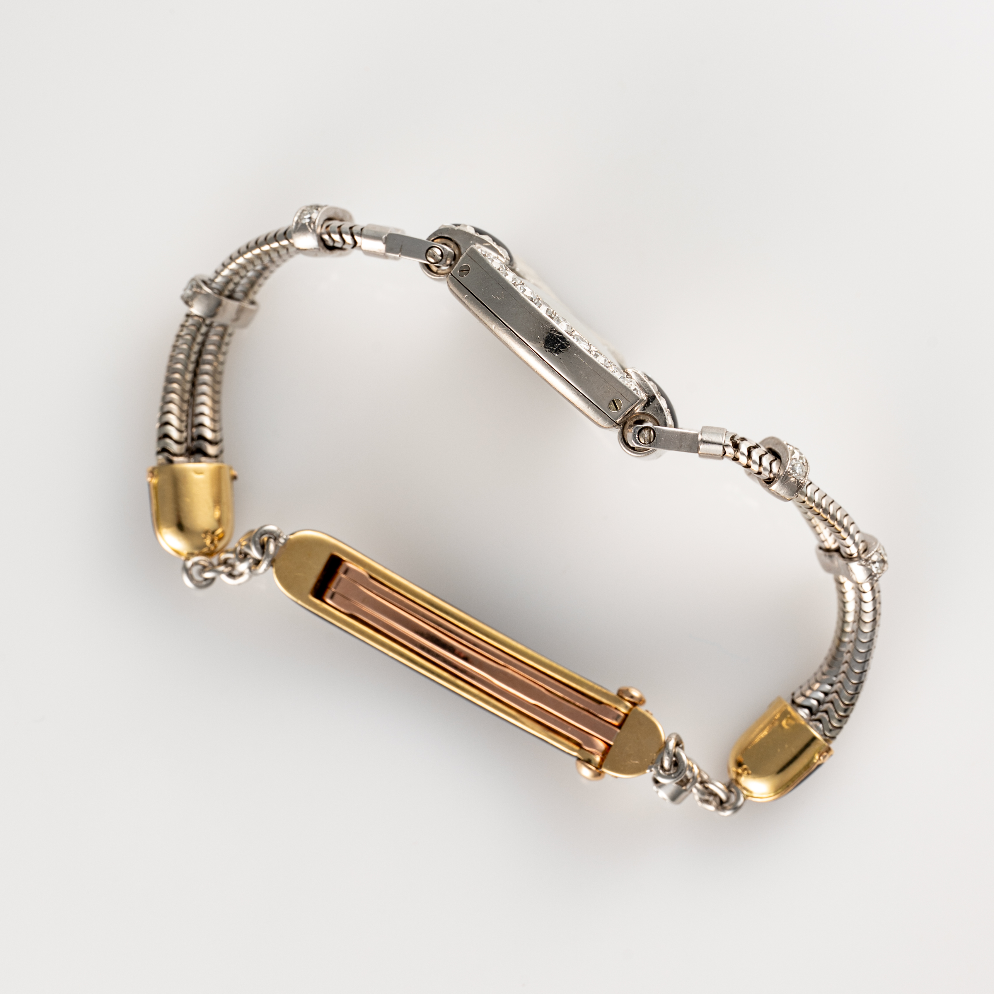 A FINE & RARE LADY'S PLATINUM, 18K SOLID GOLD, DIAMOND, ONYX & BLACK ENAMEL CARTIER COCKTAIL WATCH - Image 7 of 10