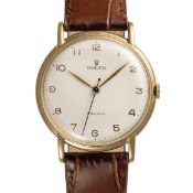 A GENTLEMAN'S LARGE SIZE 18K SOLID GOLD ROLEX PRECISION WRIST WATCH CIRCA 1950s, REF. 4222 Movement: