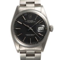 A GENTLEMAN'S SIZE STAINLESS STEEL ROLEX OYSTER PERPETUAL DATE BRACELET WATCH DATED 1965, REF.