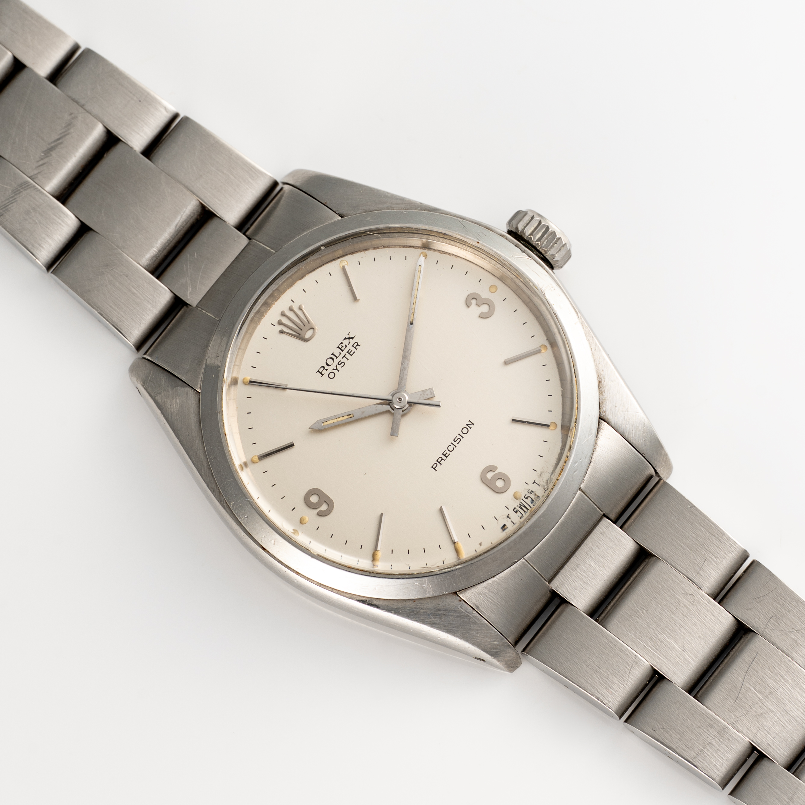 A RARE GENTLEMAN'S SIZE STAINLESS STEEL ROLEX OYSTER PRECISION BRACELET WATCH DATED 1971, REF. - Image 4 of 9