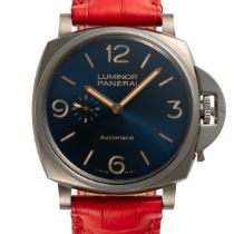 A GENTLEMAN'S SIZE TITANIUM PANERAI LUMINOR DUE AUTOMATIC WRIST WATCH DATED 2018, REF. PAM00728