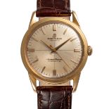 A RARE GENTLEMAN'S SIZE 18K SOLID GOLD BREITLING TRANSOCEAN WRIST WATCH CIRCA 1960s Movement: 25J,