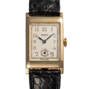 A GENTLEMAN'S SIZE 9CT SOLID GOLD ROLEX RECTANGULAR WRIST WATCH CIRCA 1930s, REF. 2732  Movement: