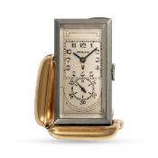 A RARE 18K SOLID GOLD & STEEL CASED ROLEX SPORTING PRINCE POCKET WATCH CIRCA 1930, REF. 1599