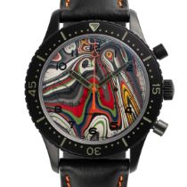A RARE GENTLEMAN'S SIZE PVD COATED STAINLESS STEEL BAMFORD X BLACK BADGER ZENITH CHRONOMETRO TIPO CP