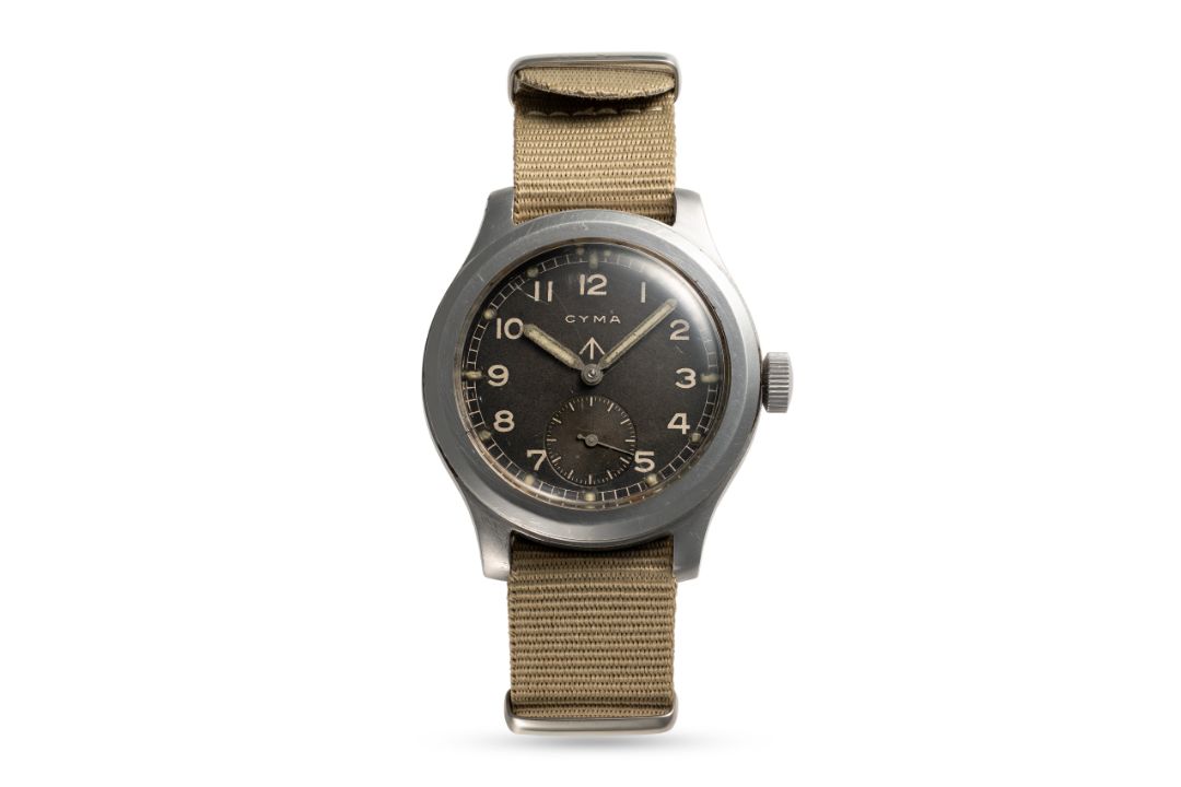 A GENTLEMAN'S SIZE STAINLESS STEEL BRITISH MILITARY CYMA W.W.W. WRIST WATCH CIRCA 1945, PART OF - Image 2 of 8