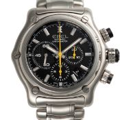 A GENTLEMAN'S LARGE SIZE STAINLESS STEEL EBEL 1911 AUTOMATIC CHRONOMETER CHRONOGRAPH BRACELET