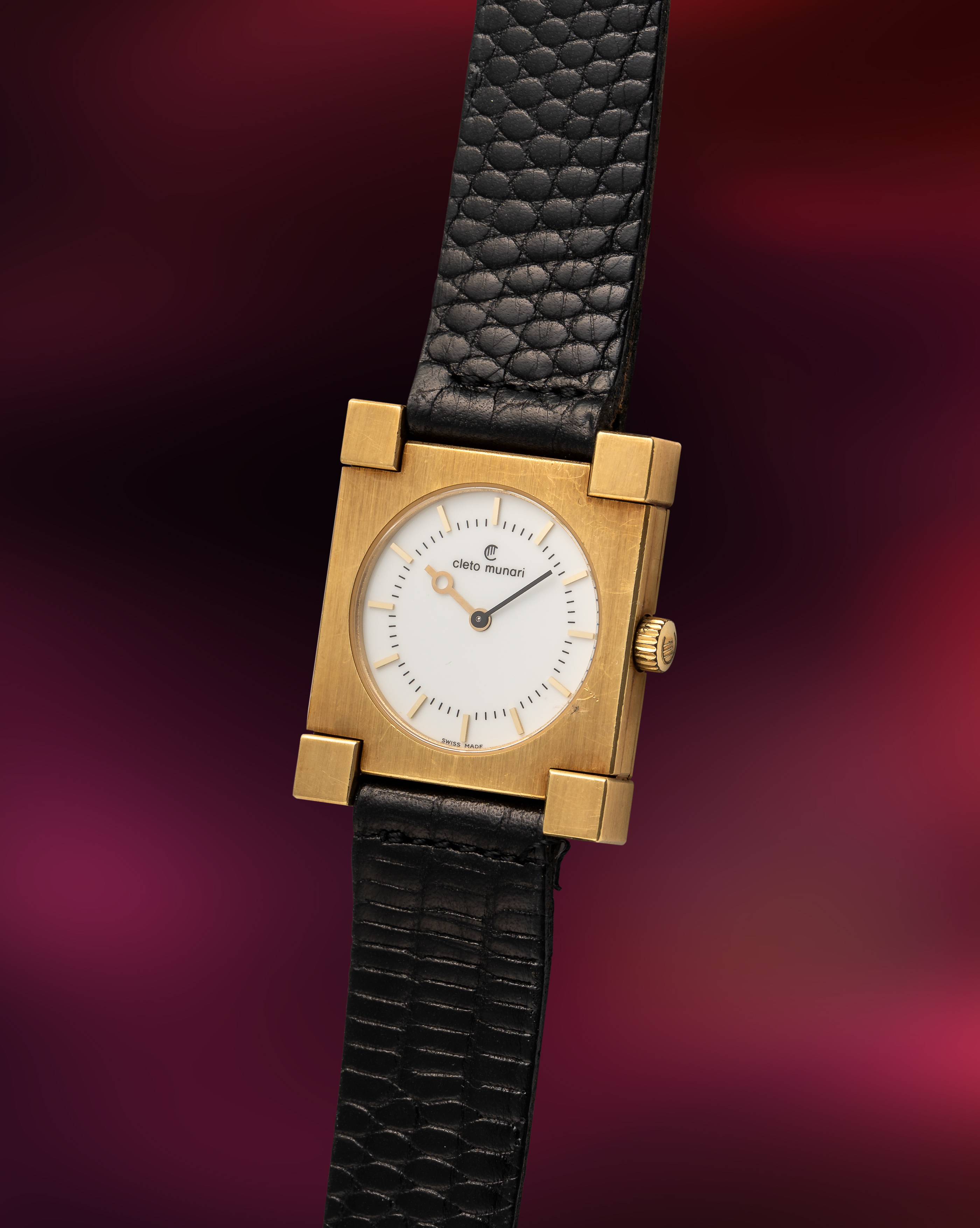 A RARE GENTLEMAN'S SIZE 18K SOLID GOLD CLETO MUNARI "SOTSEY" WRIST WATCH CIRCA 1980s, A LIMITED - Image 3 of 9