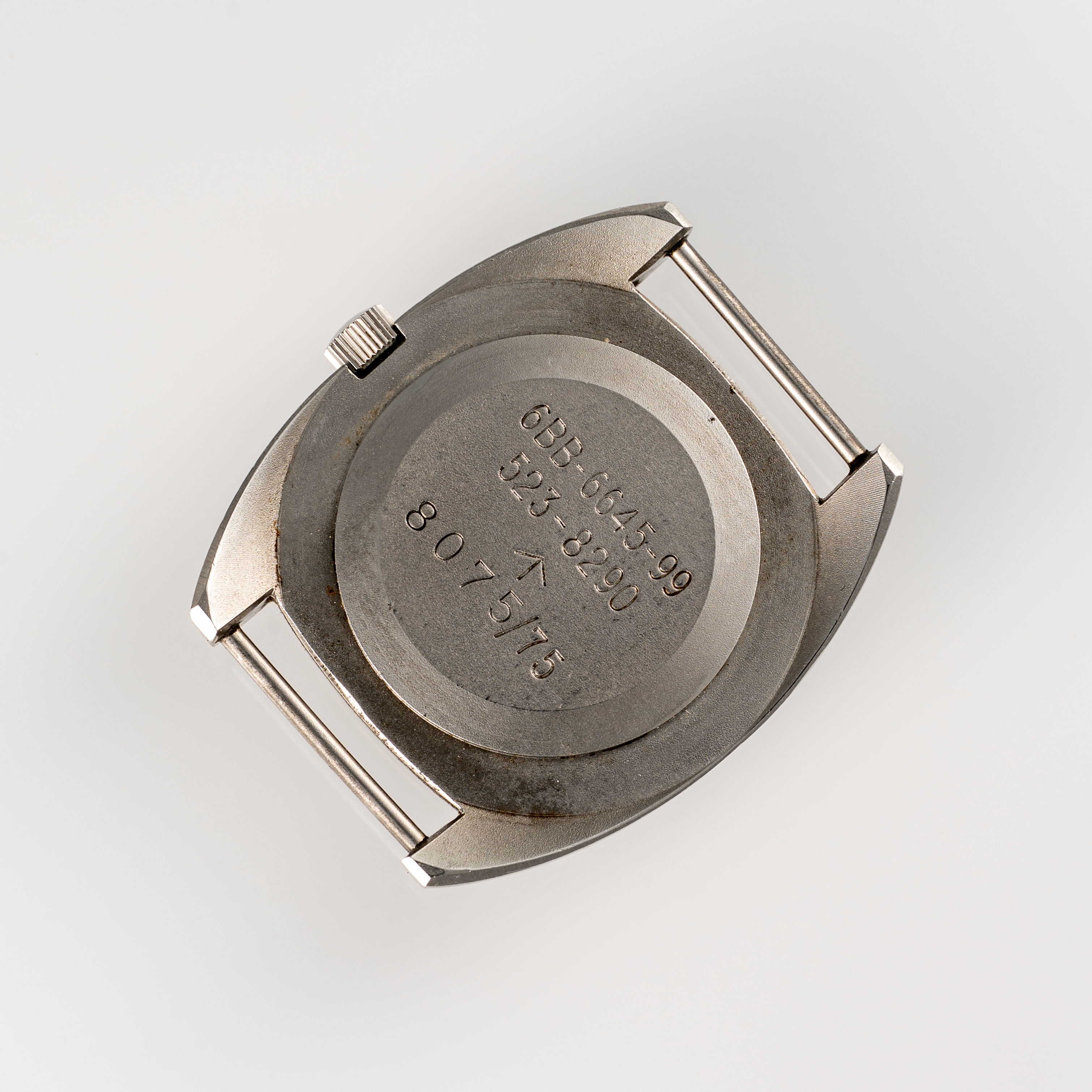 A GENTLEMAN'S SIZE STAINLESS STEEL BRITISH MILITARY HAMILTON RAF WRIST WATCH DATED 1975 Movement: - Image 7 of 7