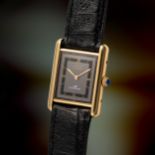 A RARE GENTLEMAN'S SIZE SOLID SILVER GILT CARTIER TANK MUST "CONCORDE" WRIST WATCH CIRCA 1990,