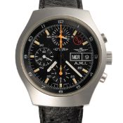 A RARE GENTLEMAN'S STAINLESS STEEL LEMANIA A.M.I. ITALIAN MILITARY PILOTS CHRONOGRAPH WRIST WATCH