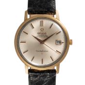 A GENTLEMAN'S SIZE 18K SOLID ROSE GOLD OMEGA CONSTELLATION CHRONOMETER DATE WRIST WATCH CIRCA