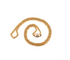 A gold chain necklace, the fancy links with a magnetic silver clasp, clasp stamped 925, gross weight