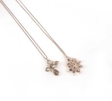 Two 18th century diamond pendants, comprising: a cruciform pendant set with diamonds in raised