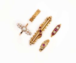 A collection of jewellery, early 20th century and later, comprising: an Edwardian ruby and gold