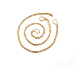 Two gold box-link chains, length 55cm each, stamped 750, gross weight 12g