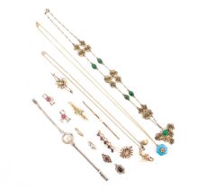 A collection of jewellery and a wristwatch, comprising: a lady's diamond and 9ct white gold