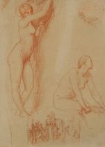 Pierre Puvis de Chavannes (French 1824-1898) Studies for Ave Picardia Nutrix Red chalk 32.5 x 24cm
