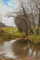 James William Booth RCA (1867-1953) By the Stream Signed and dated JW Booth 1906 (lower right) Oil