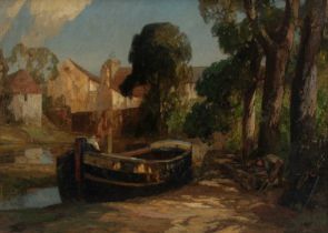 Rex Vicat Cole (1870-1940) Moored for Repairs Signed REX VICAT COLE (lower right) Oil on canvas 76.2