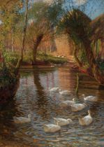 Lindsay Grandison MacArthur (Scottish 1865–1945) The duckpond Oil on canvas 126.8 x 91.7cm