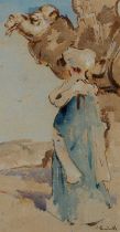 Joseph Crawhall RSW, NEAC (1861-1913) A camel with a Moroccan figure Signed J Crawhall (lower right)