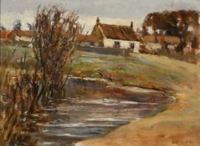James William Booth RCA (1867-1953) The village pond Signed JW Booth (lower right) Oil on canvas
