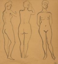 André Derain (French 1880-1954) Three studies of a standing female nude With atelier stamp (lower