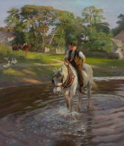 After Harold Harvey The Close of a Summer's Day Signed with initials PSR (lower left) Oil on