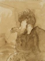 Pierre Puvis de Chavannes (French 1824-1898) An artist at his easel Signed Puvis de Chavannes (upper