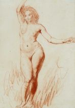 Φ Augustus John OM, RA (Welsh 1878-1961) Study of Dorelia nude, full-length with one arm above her