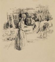 Max Liebermann (German 1847-1935) Study for 'Kuhhirtin' Black ink 25 x 21.9cm Provenance: The
