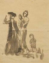 Φ Augustus John OM, RA (Welsh 1878-1961) Study of a family group Pen and ink and grey wash 21 x 16.