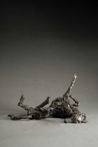 Clare Trenchard (b.1956) Rolling Lurcher Signed with initials and dated CT 2016 (behind front leg)