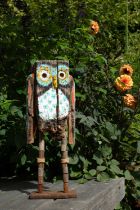 Ian Parmiter (b.1963) Owl Painted wood on iron base, 2024 55cm high There is no buyer's premium or